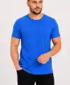 Erkek Basic Tişört Bisiklet Yaka Kısa Kol Günlük Yazlık Slim fit T-Shirt - Saks Mavisi