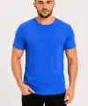 Erkek Basic Tişört Bisiklet Yaka Kısa Kol Günlük Yazlık Slim fit T-Shirt - Saks Mavisi