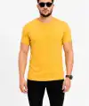Erkek Basic Tişört Bisiklet Yaka Kısa Kol Günlük Yazlık Slim fit T-Shirt - Sarı
