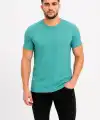 Erkek Basic Tişört Bisiklet Yaka Kısa Kol Günlük Yazlık Slim fit T-Shirt - Su Yeşili