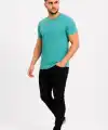 Erkek Basic Tişört Bisiklet Yaka Kısa Kol Günlük Yazlık Slim fit T-Shirt - Su Yeşili