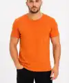 Erkek Basic Tişört Bisiklet Yaka Kısa Kol Günlük Yazlık Slim fit T-Shirt - Turuncu