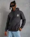 Erkek Baskılı Kapüşonlu 3 iplik pamuklu hoodie Sweatshirt - Gri