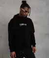 Erkek Baskılı Kapüşonlu 3 iplik pamuklu hoodie Sweatshirt - Siyah