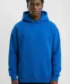Erkek Baskılı Kapüşonlu Cepli Hoodie 3 İplik Pamuklu Sweatshirt - Saks Mavisi