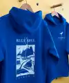 Erkek Baskılı Kapüşonlu Cepli Hoodie 3 İplik Pamuklu Sweatshirt - Saks Mavisii