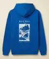 Erkek Baskılı Kapüşonlu Cepli Hoodie 3 İplik Pamuklu Sweatshirt - Saks Mavisii