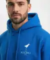 Erkek Baskılı Kapüşonlu Cepli Hoodie 3 İplik Pamuklu Sweatshirt - Saks Mavisii