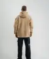 Erkek Baskılı Kapüşonlu Oversize 3 İplik Pamuklu SweatShirt Hoodie - Füme
