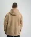 Erkek Baskılı Kapüşonlu Oversize 3 İplik Pamuklu SweatShirt Hoodie - Füme