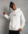 Erkek Baskılı Kapüşonlu ve Kanguru Cepli Sweatshirt hoodie - Beyaz