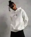 Erkek Baskılı Kapüşonlu ve Kanguru Cepli Sweatshirt hoodie - Beyaz