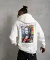 Erkek Baskılı Kapüşonlu ve Kanguru Cepli Sweatshirt hoodie - Beyaz
