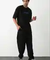 Erkek Baskılı Oversize  Kısa kol T-Shirt - Siyah