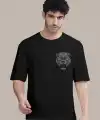 Erkek Baskılı Oversize T-shirt - Siyah