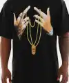 Erkek Baskılı T-Shirt Kısa Kol Bisiklet Yaka Rahat Kalıp Günlük Tişört - Siyah