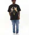 Erkek Baskılı T-Shirt Kısa Kol Bisiklet Yaka Rahat Kalıp Günlük Tişört - Siyah