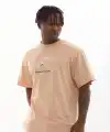 Erkek Baskılı T-Shirt Kısa Kol Bisiklet Yaka Rahat Kalıp Tişört - Bej