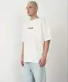 Erkek Baskılı T-Shirt Kısa Kol Bisiklet Yaka Rahat Kalıp Tişört - Beyaz