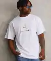 Erkek Baskılı T-Shirt Kısa Kol Bisiklet Yaka Rahat Kalıp Tişört - Beyaz