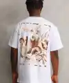 Erkek Baskılı T-Shirt Kısa Kol Bisiklet Yaka Rahat Kalıp Tişört - Beyaz