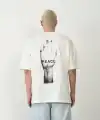 Erkek Baskılı T-Shirt Kısa Kol Bisiklet Yaka Rahat Kalıp Tişört - Beyaz