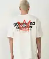 Erkek Baskılı T-Shirt Kısa Kol Bisiklet Yaka Rahat Kalıp Tişört  - Beyaz