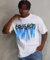 Erkek Baskılı T-Shirt Kısa Kol Bisiklet Yaka Rahat Kalıp Tişört - Beyaz