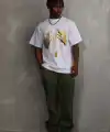 Erkek Baskılı T-Shirt Kısa Kol Bisiklet Yaka Rahat Kalıp Tişört - Beyaz