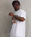 Erkek Baskılı T-Shirt Kısa Kol Bisiklet Yaka Rahat Kalıp Tişört - Beyaz