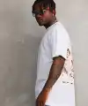 Erkek Baskılı T-Shirt Kısa Kol Bisiklet Yaka Rahat Kalıp Tişört - Beyaz
