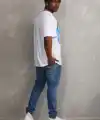 Erkek Baskılı T-Shirt Kısa Kol Bisiklet Yaka Rahat Kalıp Tişört - Beyaz