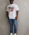 Erkek Baskılı T-Shirt Kısa Kol Bisiklet Yaka Rahat Kalıp Tişört - Beyaz
