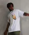 Erkek Baskılı T-Shirt Kısa Kol Bisiklet Yaka Rahat Kalıp Tişört - Beyaz