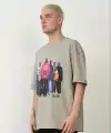 Erkek Baskılı T-Shirt Kısa Kol Bisiklet Yaka Rahat Kalıp Tişört - Boyalı Gri