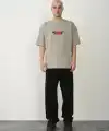 Erkek Baskılı T-Shirt Kısa Kol Bisiklet Yaka Rahat Kalıp Tişört  - Boyalı Gri