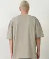 Erkek Baskılı T-Shirt Kısa Kol Bisiklet Yaka Rahat Kalıp Tişört - Boyalı Gri