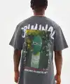 Erkek Baskılı T-Shirt Kısa Kol Bisiklet Yaka Rahat Kalıp Tişört - Füme