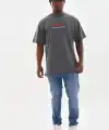 Erkek Baskılı T-Shirt Kısa Kol Bisiklet Yaka Rahat Kalıp Tişört - Füme