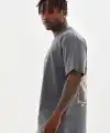 Erkek Baskılı T-Shirt Kısa Kol Bisiklet Yaka Rahat Kalıp Tişört  - Füme