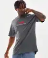 Erkek Baskılı T-Shirt Kısa Kol Bisiklet Yaka Rahat Kalıp Tişört - Füme