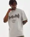 Erkek Baskılı T-Shirt Kısa Kol Bisiklet Yaka Rahat Kalıp Tişört - Gri