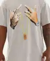 Erkek Baskılı T-Shirt Kısa Kol Bisiklet Yaka Rahat Kalıp Tişört - Gri