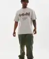 Erkek Baskılı T-Shirt Kısa Kol Bisiklet Yaka Rahat Kalıp Tişört - Gri
