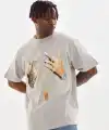 Erkek Baskılı T-Shirt Kısa Kol Bisiklet Yaka Rahat Kalıp Tişört - Gri