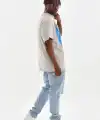 Erkek Baskılı T-Shirt Kısa Kol Bisiklet Yaka Rahat Kalıp Tişört - Gri