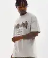Erkek Baskılı T-Shirt Kısa Kol Bisiklet Yaka Rahat Kalıp Tişört - Gri