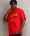 Erkek Baskılı T-Shirt Kısa Kol Bisiklet Yaka Rahat Kalıp Tişört - Kırmızı