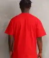 Erkek Baskılı T-Shirt Kısa Kol Bisiklet Yaka Rahat Kalıp Tişört - Kırmızı