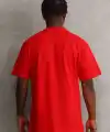 Erkek Baskılı T-Shirt Kısa Kol Bisiklet Yaka Rahat Kalıp Tişört - Kırmızı